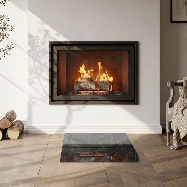 Quadratische Glasplatte für Öfen Elegantes Marmormuster