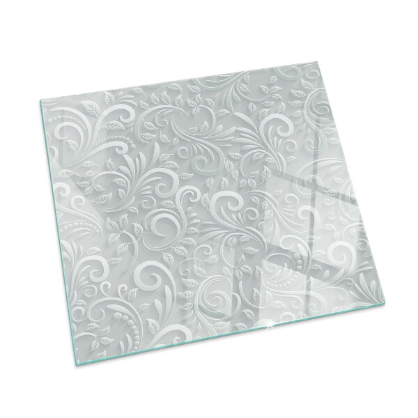 Quadratische Glasplatte für Kamin Elegantes Pflanzenmuster