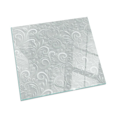 Quadratische Glasplatte für Kamin Elegantes Pflanzenmuster