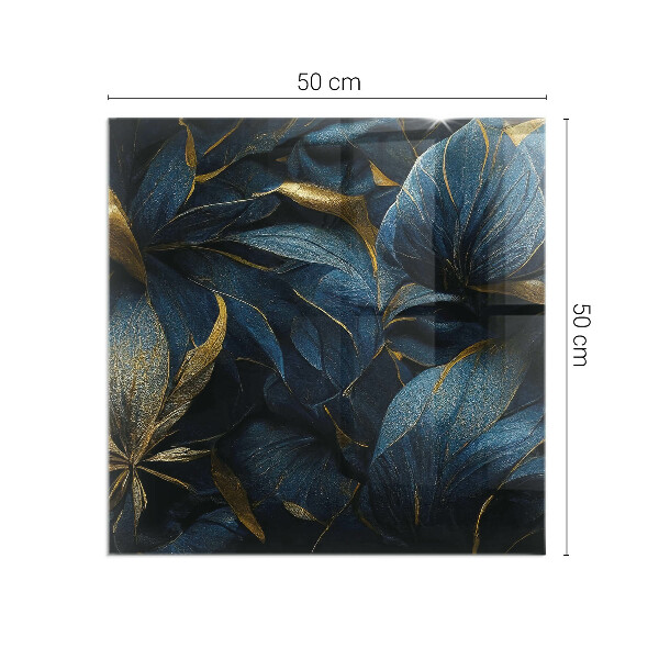 Quadratische Glasplatte für Kamin Elegante Blätter in Textur