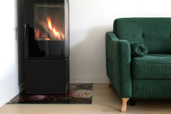 Quadratische Glasplatte für Öfen Blumenstrauß im Detail