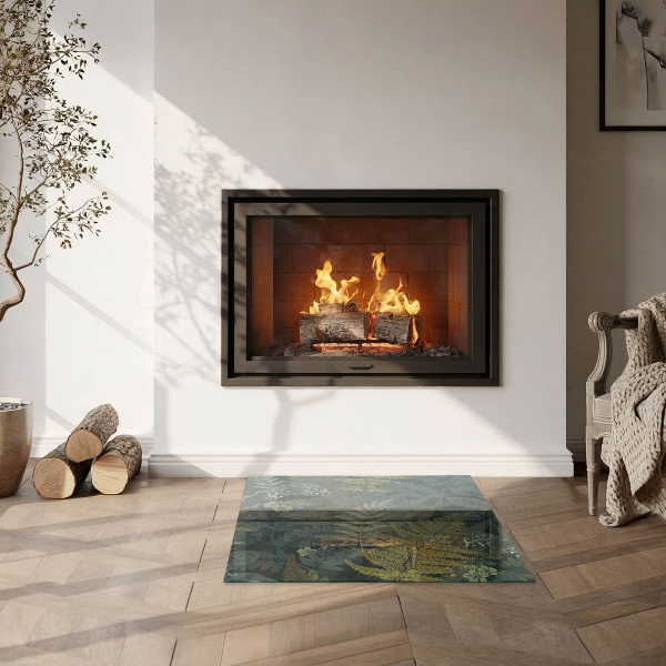 Quadratische Funkenschutzplatte aus Glas Pflanzenmotive mit Schmetterlingen