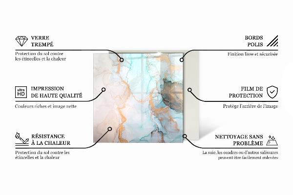 Quadratische Funkenschutzplatte aus Glas Farbe Beige
