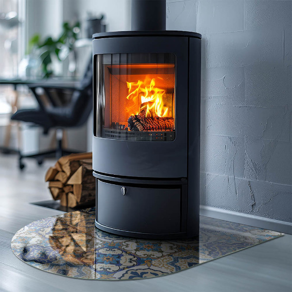 Kamin Glasplatte Mosaikmuster mit Blumen