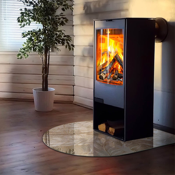 Kamin Glasplatte Blätter in subtilen Mustern