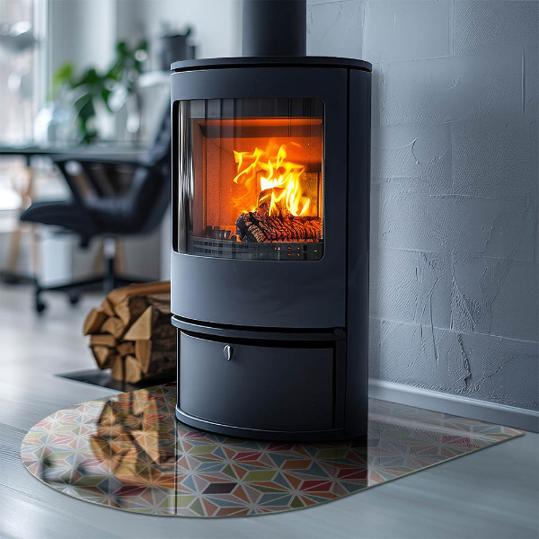 Kamin Glasplatte Polygonale Muster in einem Gitter