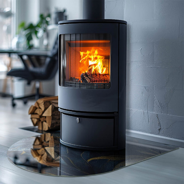 Kamin Glasplatte Elegante Blätter in Textur