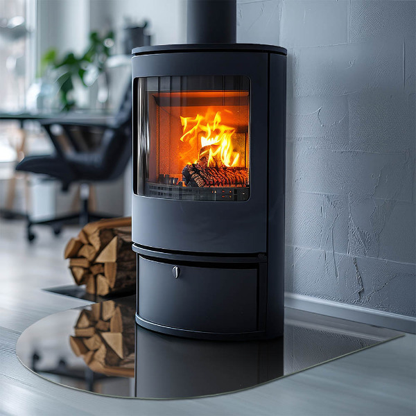 Kamin Glasplatte Farbe: Graubraun