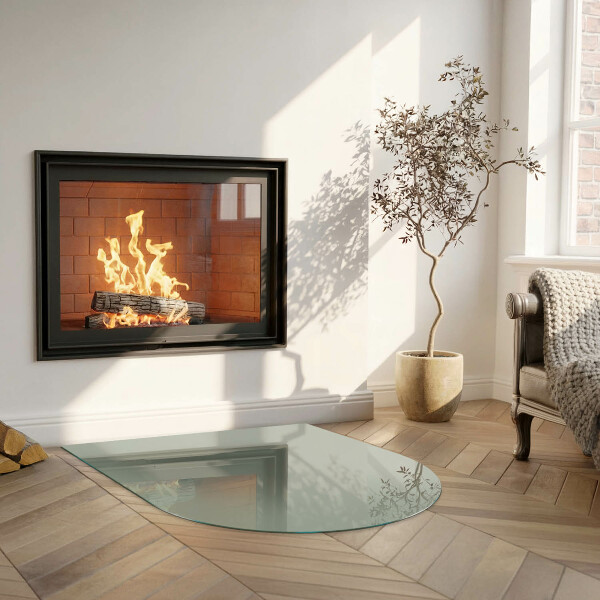 Kamin Glasplatte Graugrüne Farbe