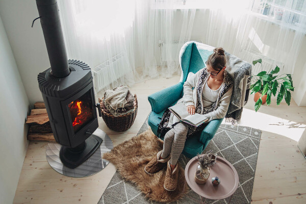 Runde Glasplatte für Kaminöfen Wellen zarter Linien