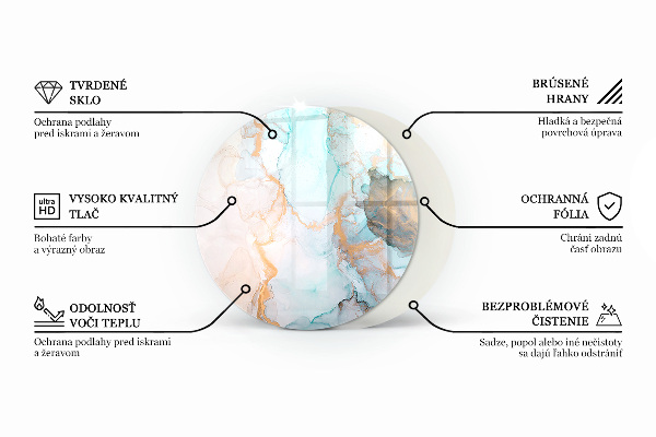 Runde Kamin Glasplatte Abstrakte Wolke aus Festkörpern