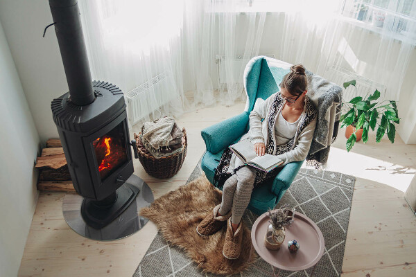 Runde Kamin Glasplatte Betonstruktur mit Effekt