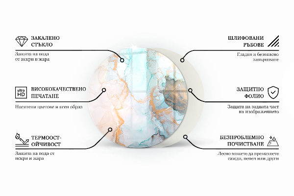 Runde Glasplatte für Kaminöfen Dekoratives Mosaikmuster