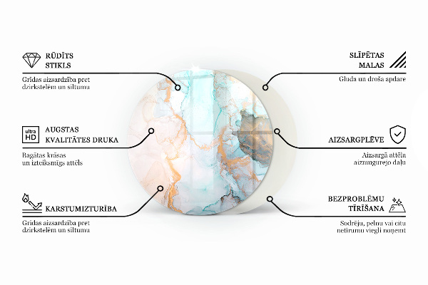 Runde Glasplatte für Kaminöfen Mosaikmuster in Fliesen