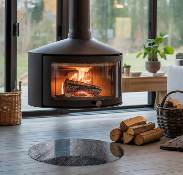 Runde Funkenschutzplatte Kaminöfen Steinoberflächenstruktur