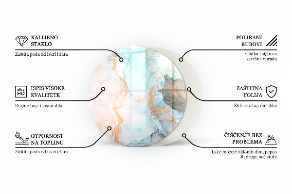 Runde Kamin Glasplatte Elegantes Pflanzenmuster