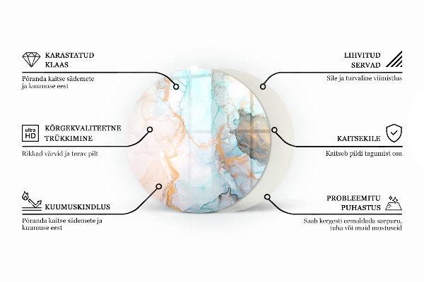 Runde Glasplatte für Kaminöfen Abstraktes Texturmuster