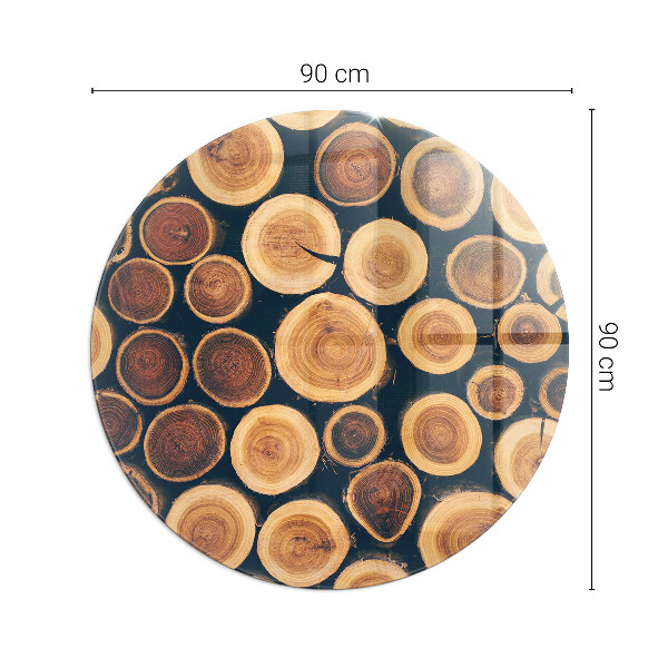 Runde Glasplatte für Kaminöfen Schachtel aus geschnittenem Holz