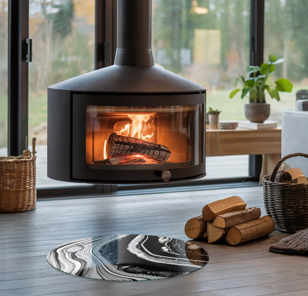 Runde Funkenschutzplatte Kaminöfen Abstrakte Wellen und Linien