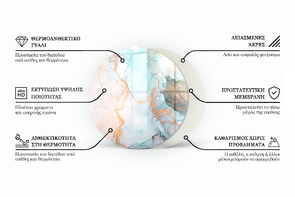 Runde Glasplatte für Kaminöfen Natursteinmuster