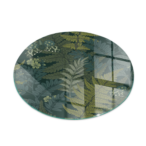 Runde Glasplatte für Kaminöfen Pflanzenmotive mit Schmetterlingen