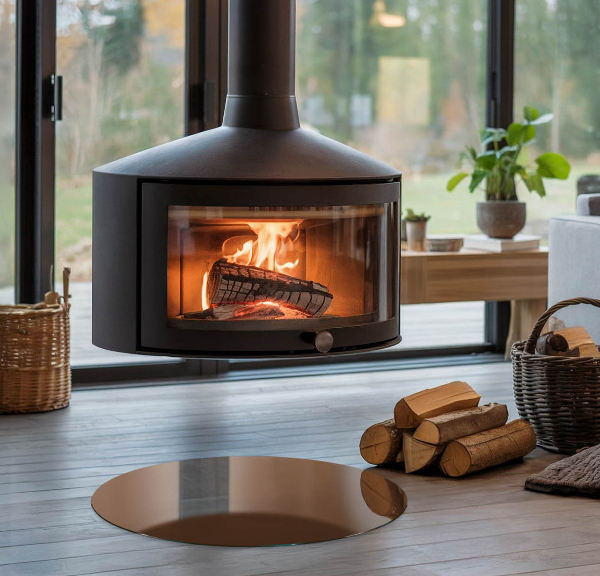 Runde Funkenschutzplatte Kaminöfen Farbe Braun