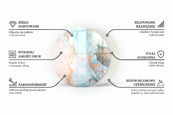 Runde Kamin Glasplatte Farbe Hellgrün