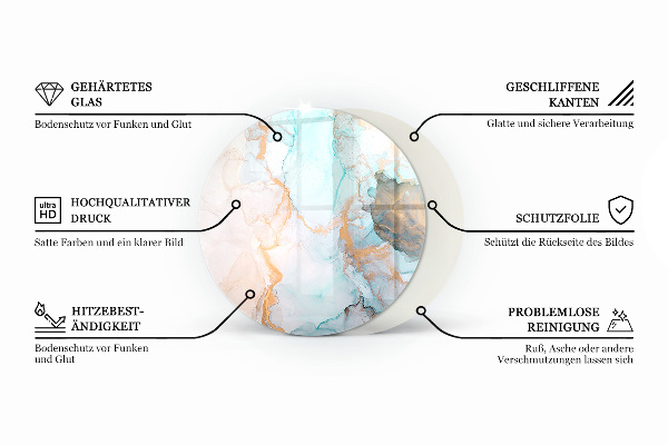 Runde Kamin Glasplatte Farbe Beige