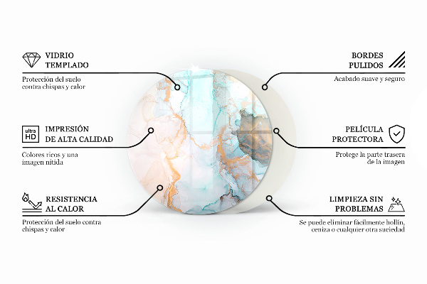 Runde Kamin Glasplatte Farbe Weiß