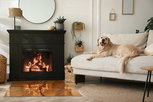 Rechteckige Glasplatte für Kamin Holzmaserung im Querschnitt