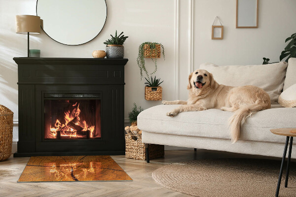 Rechteckige Glasplatte für Kamin Holzmaserung im Querschnitt