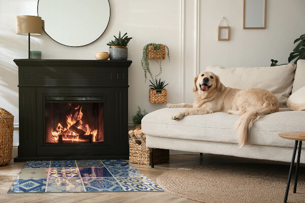 Rechteckige Glasplatte für Kamin Keramikfliesenmuster