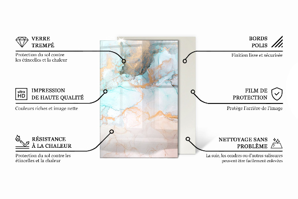 Rechteckige Glasplatte für Kamin Keramikfliesenmuster