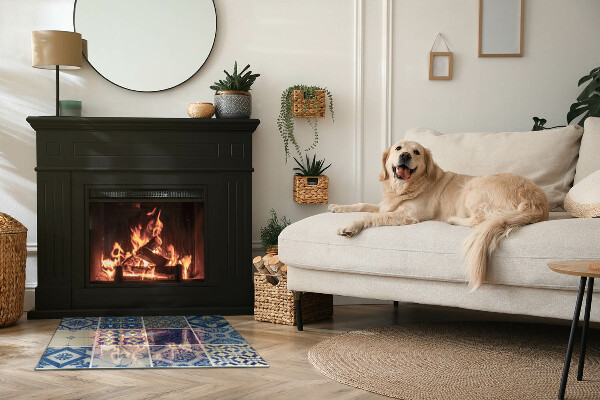 Rechteckige Glasplatte für Kamin Keramikfliesenmuster