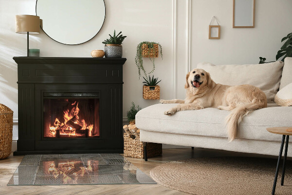 Rechteckige Glasplatte für Kamin Lochblechmuster