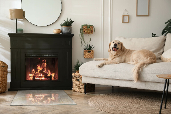 Rechteckige Funkenschutzplatte aus Glas Natursteinmuster