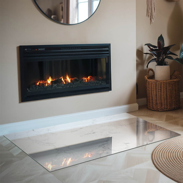 Rechteckige Glasplatte für Kamin Marmormuster mit Adern