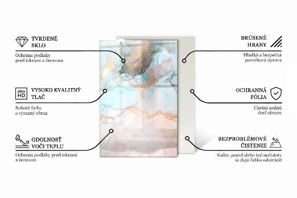 Rechteckige Glasplatte für Öfen Holzbrett mit Maserung