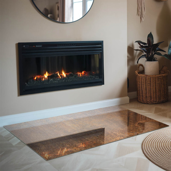 Rechteckige Glasplatte für Öfen Rosttextur im Hintergrund