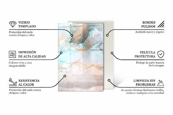 Rechteckige Glasplatte für Kamin Blumenmuster mit Schmetterlingen