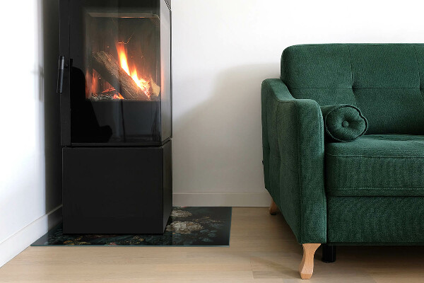 Rechteckige Glasplatte für Kamin Blumenmuster mit Schmetterlingen