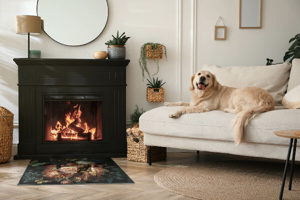 Rechteckige Glasplatte für Kamin Blumenmuster mit Schmetterlingen