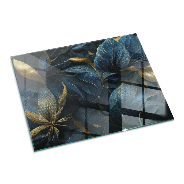 Rechteckige Glasplatte für Kamin Elegante Blätter in Textur