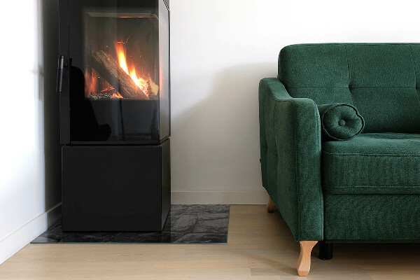 Rechteckige Glasplatte für Kamin Natursteinmuster