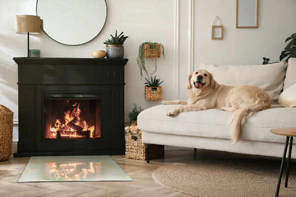 Rechteckige Glasplatte für Kamin Abstraktes Marmormuster