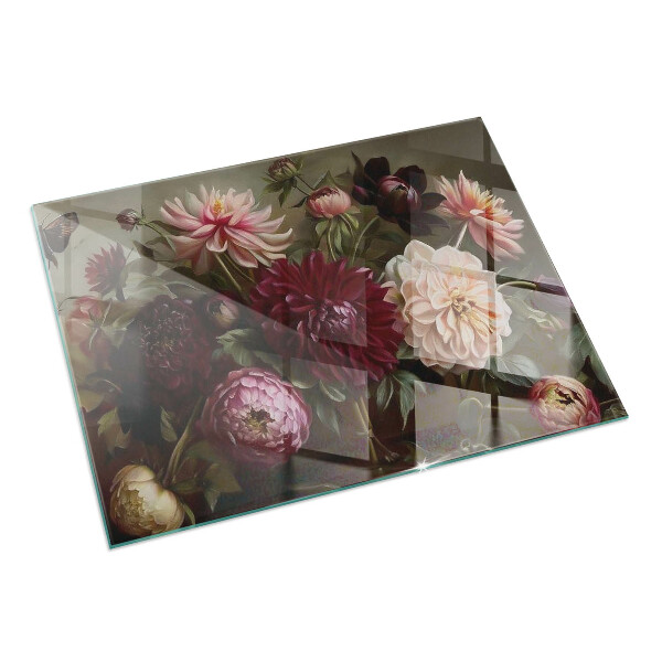 Rechteckige Glasplatte für Öfen Blumenstrauß im Detail