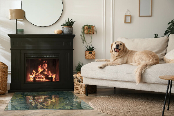 Rechteckige Funkenschutzplatte aus Glas Pflanzenmotive mit Schmetterlingen