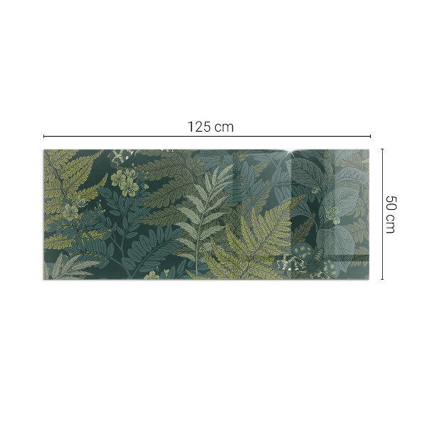 Rechteckige Funkenschutzplatte aus Glas Pflanzenmotive mit Schmetterlingen