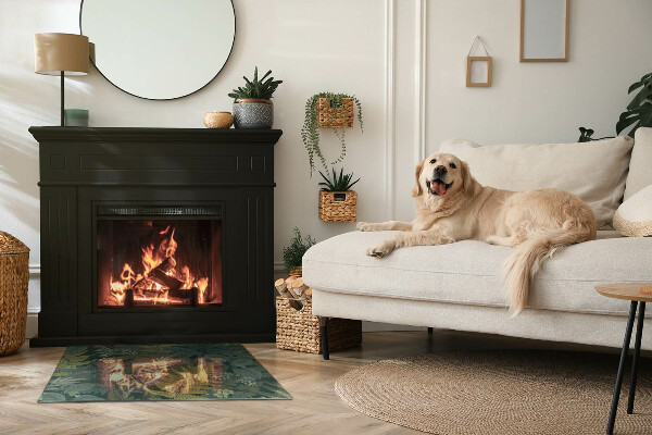 Rechteckige Funkenschutzplatte aus Glas Pflanzenmotive mit Schmetterlingen