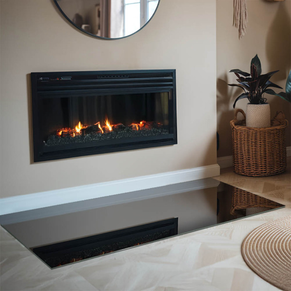 Rechteckige Glasplatte für Öfen Farbe: Schwarz